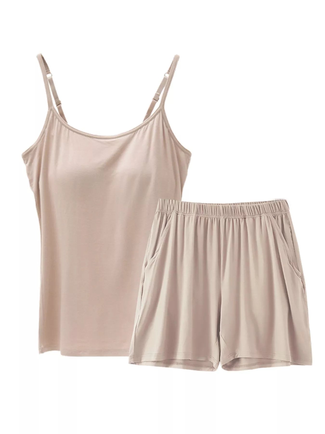 Plus Size Modal Adjustable Strap Padded Cami and Shorts Set