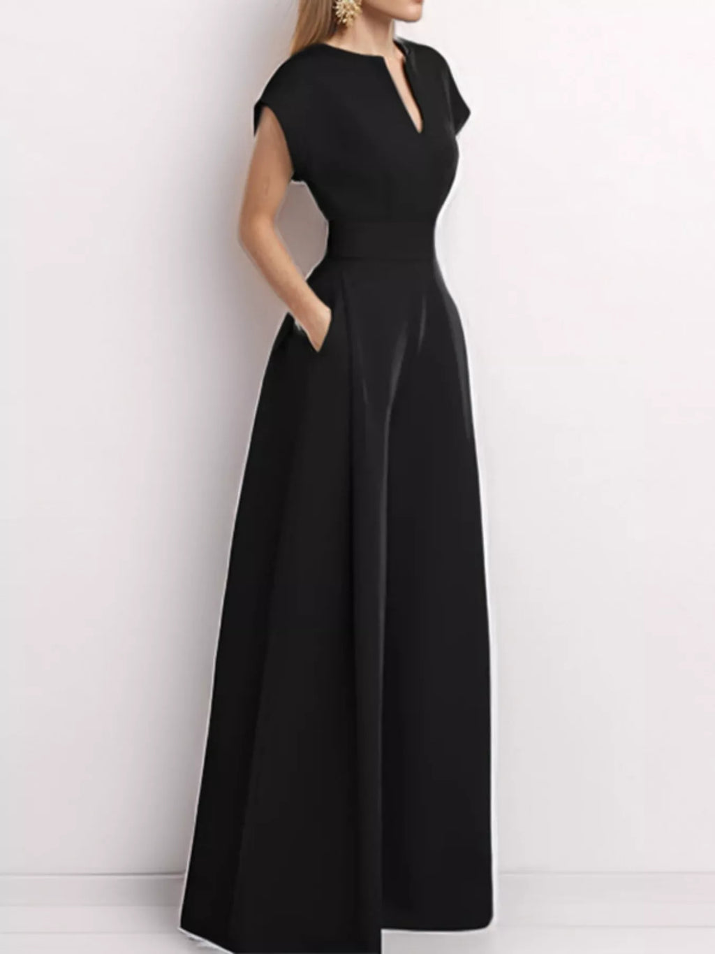 Full Size Notched Wide Leg Jumpsuit Plus Size