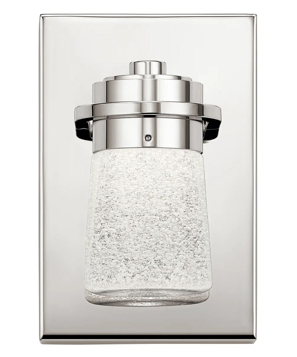 Vada 5"W 1-Light LED Vanity Bath Light Sconce Polished Nickel, Bubble Glass Shade by Kichler – LampsUSA, view 4