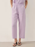 LINTICO 100% Linen Short-Sleeve Round Neck Button Detail Top & Pants Set SASHA — detail shot 9