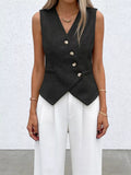 Asymmetrical Button-Down Vest