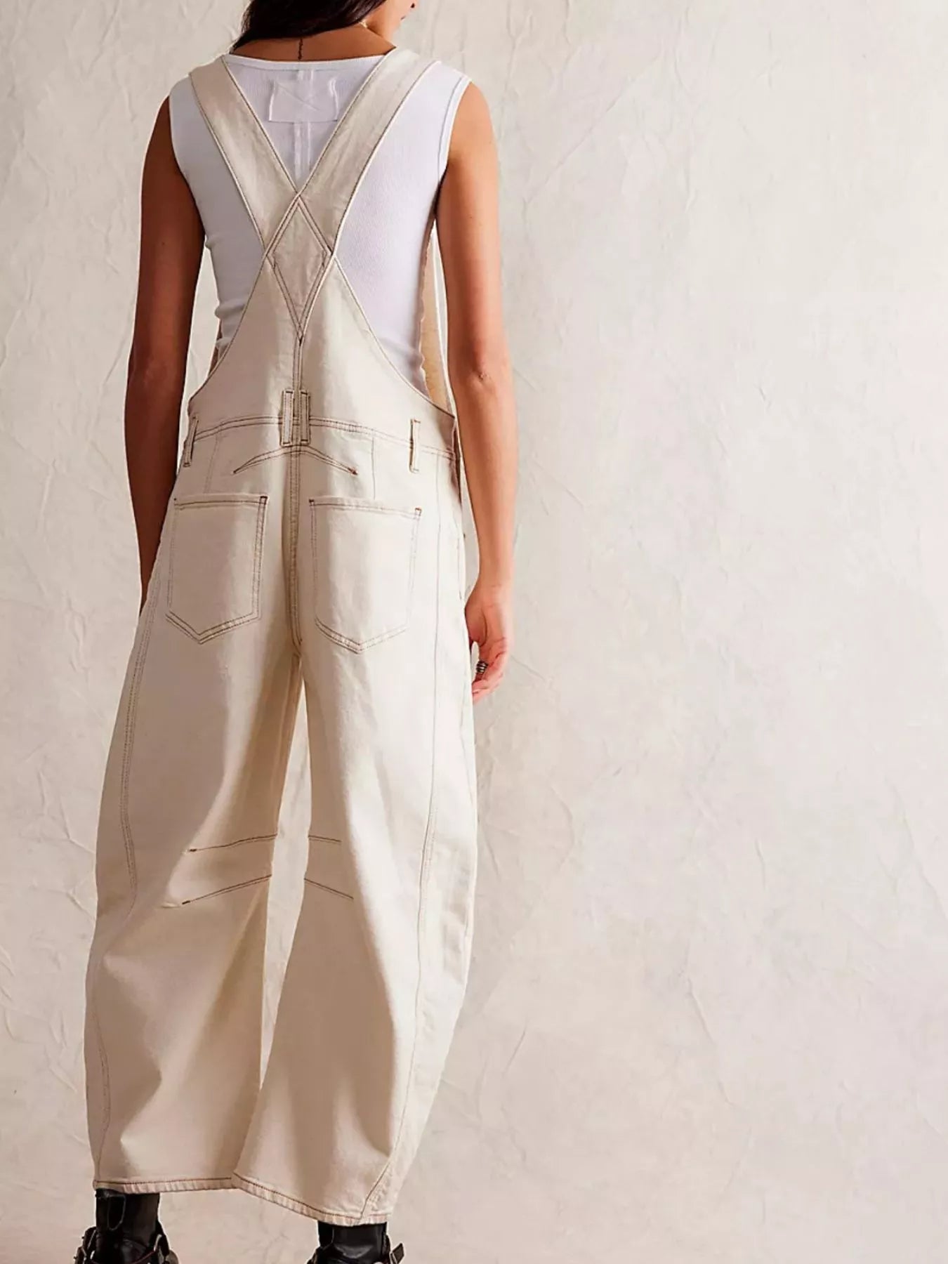 Wide Strap Wide Leg Denim Overalls