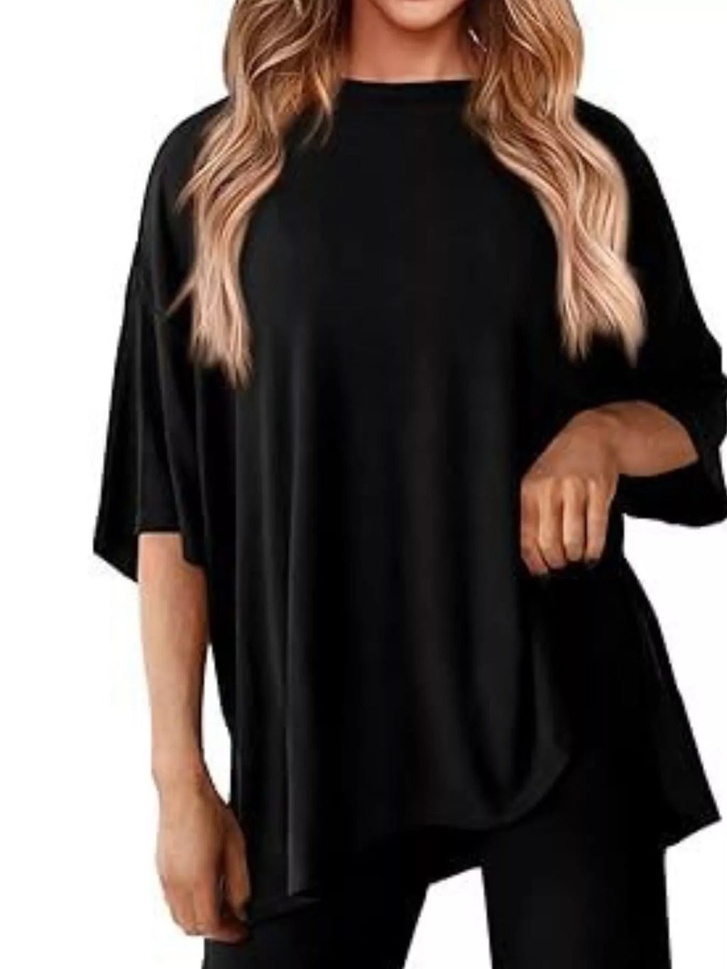 Relaxed Fit Round Neck Top and Pants Two-Piece Set