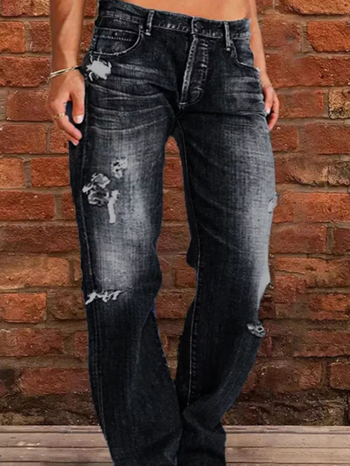 Full Size Distressed Raw Hem Jeans Plus Size
