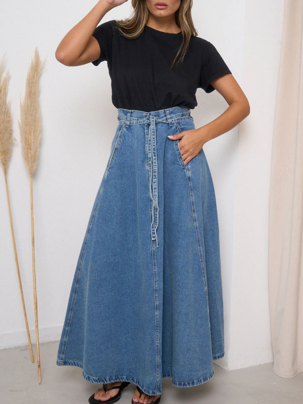 High-Waisted Denim Skirt