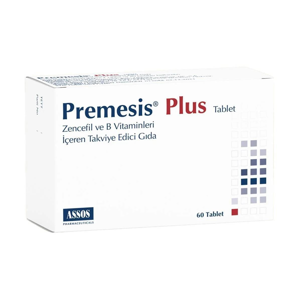 Premesis Plus Dietary Supplement - Ginger Extract, Folic Acid, Vitamin B Complex - 60 Tablets