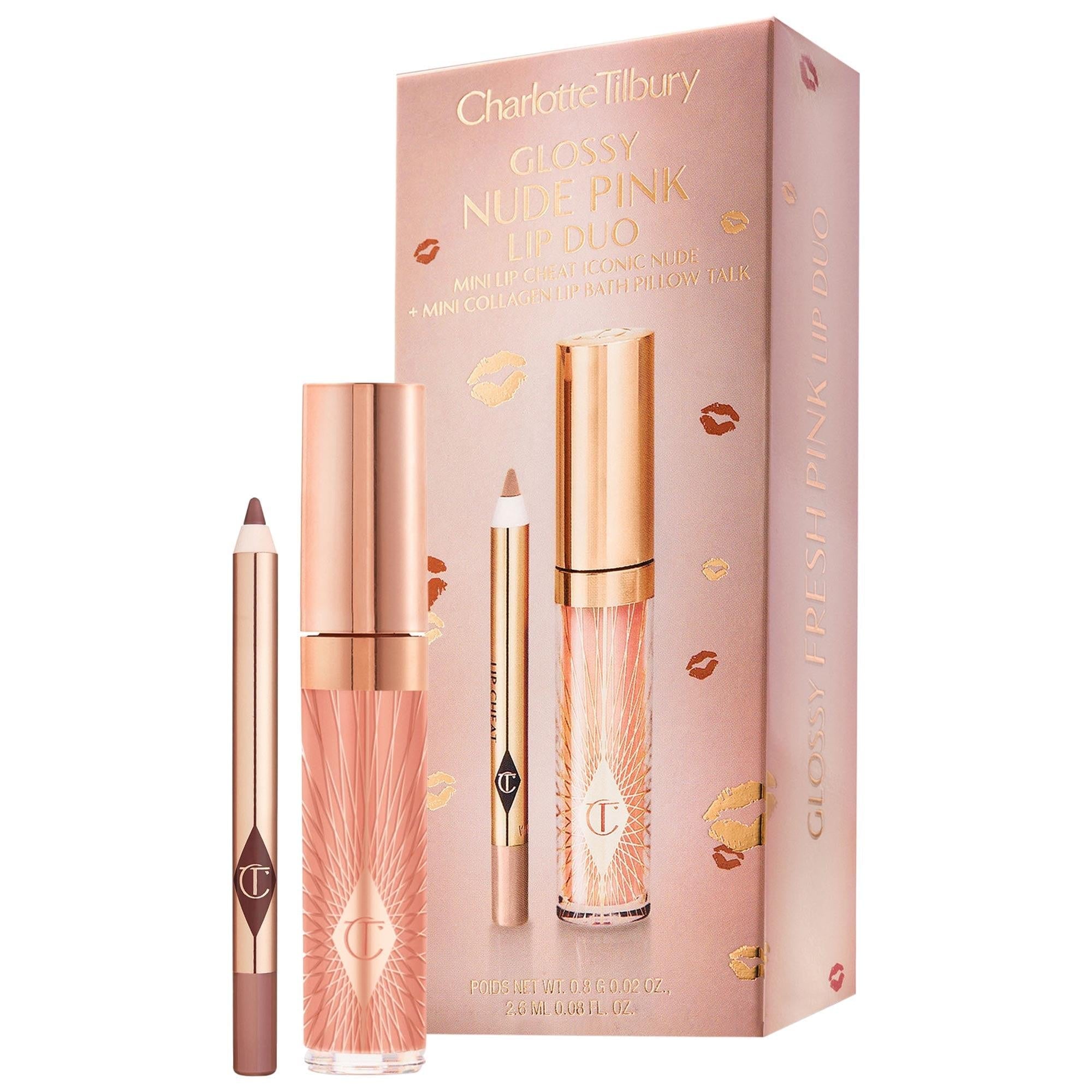 Charlotte Tilbury: Mini Lip Gloss Lip Liner Set - Collagen Lip Bath Gloss, High Shine, Fuller Lips Makeup, Travel Size