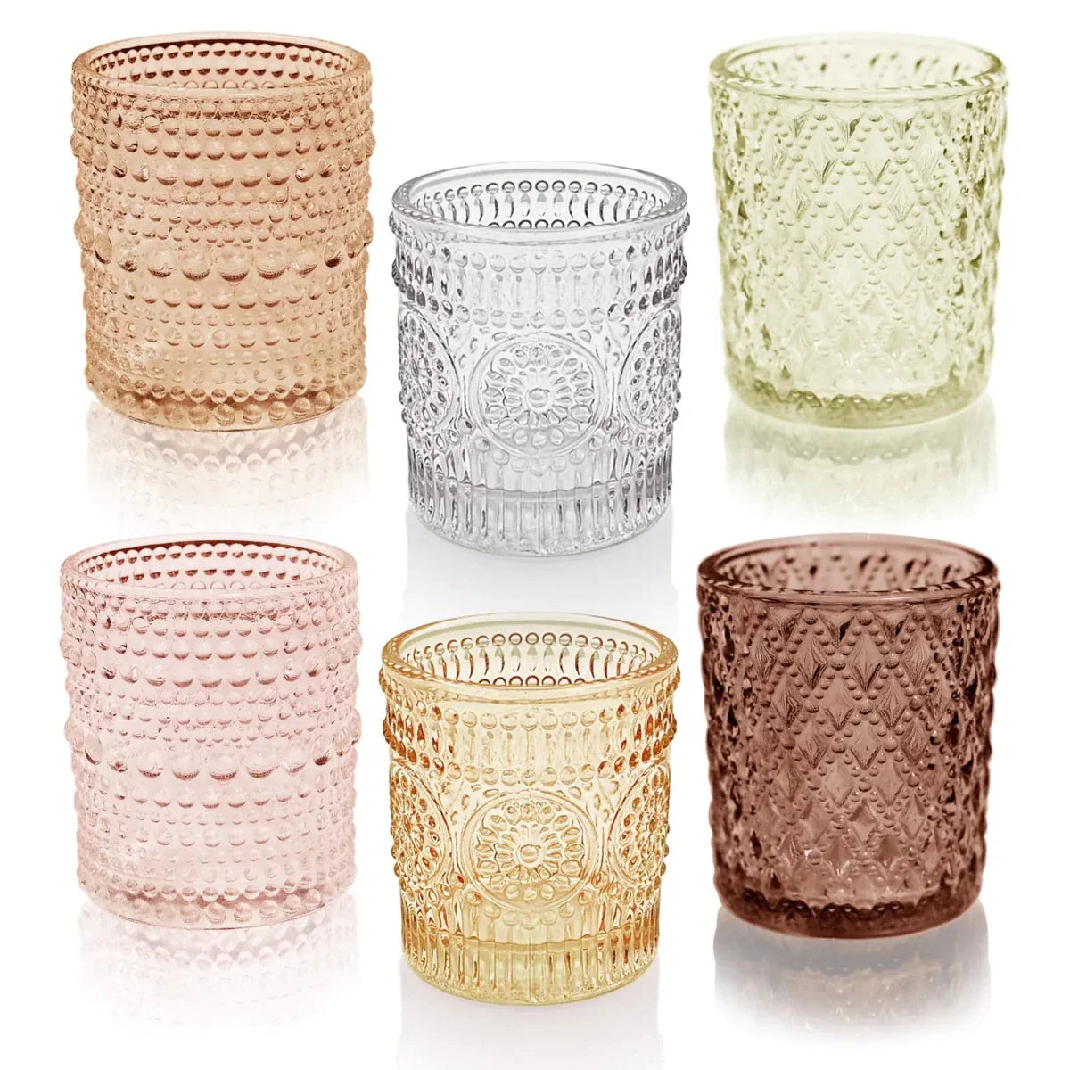 12-Piece Multicolor Glass Tealight Holders for Special Occasions