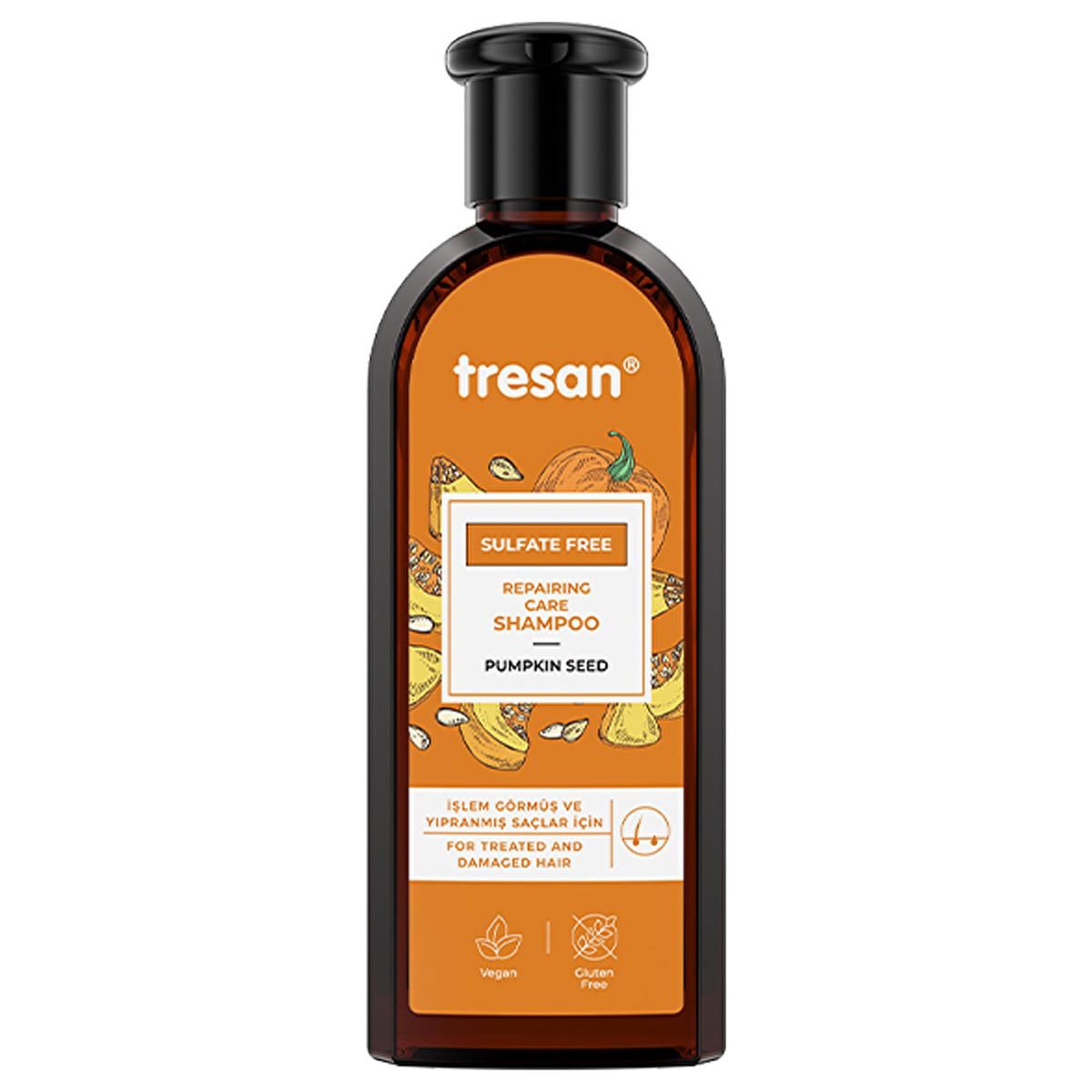 Tresan Sulfate-Free Repair Shampoo with Pumpkin Seed Oil - Gentle, Nourishing, and Natural Hair Care for Damaged Hair