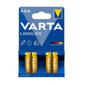 Varta Longlife AAA Alkaline Batteries - 4 Pack, Long-Lasting Energy for Remote Controls, Clocks, and Low-Drain Devices