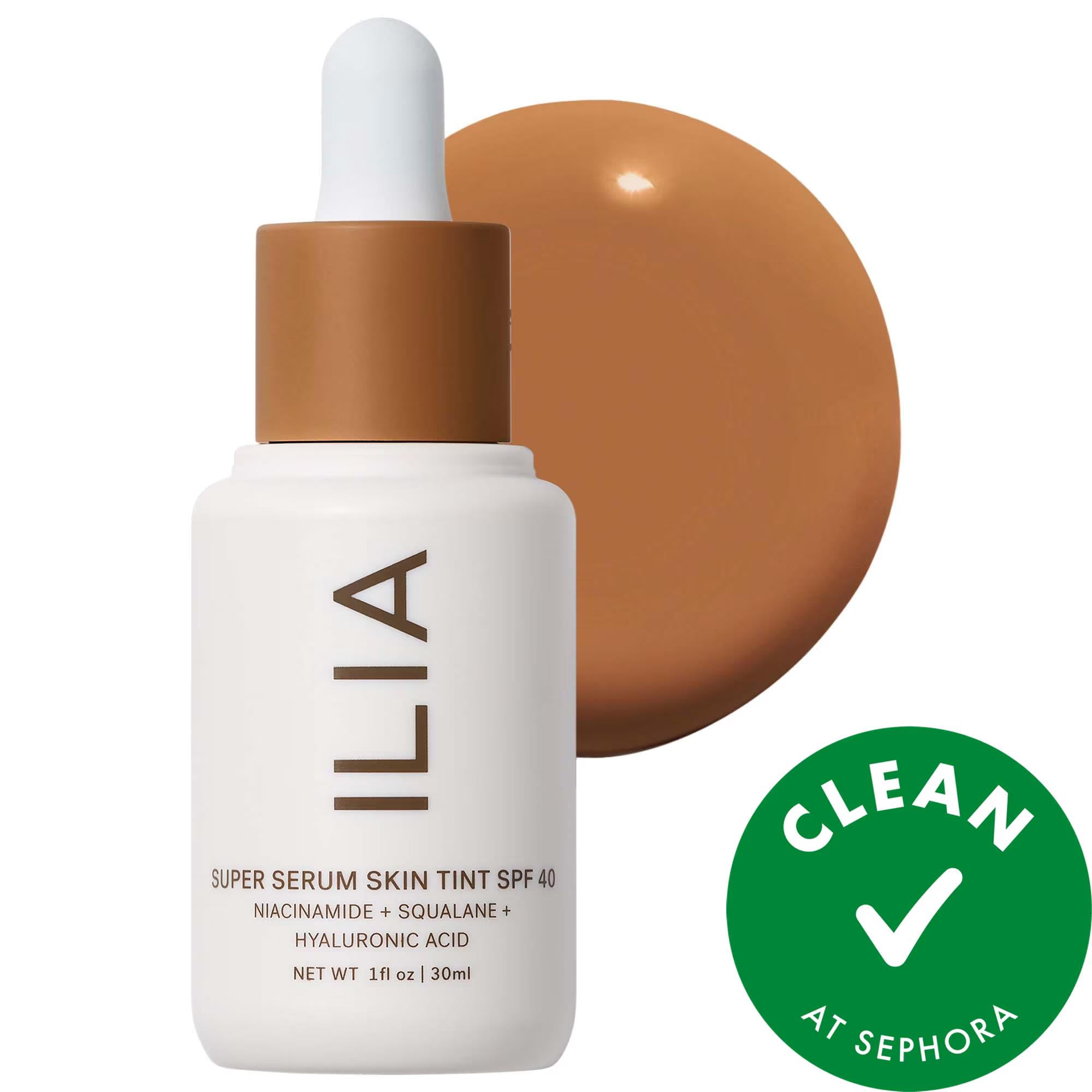 ILIA Super Serum Skin Tint SPF 40 - Skincare Foundation: Light Dewy Coverage, Hyaluronic Acid & Squalane - Vegan, Cruelty-Free Makeup