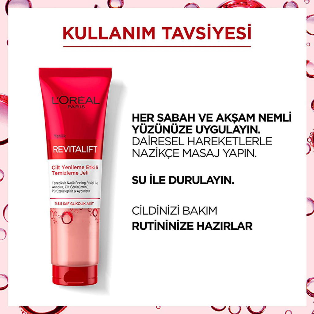 Loreal Paris Revitalift Skin Renewing Cleansing Gel - Anti-Aging Glycolic Acid Facial Cleansing Gel for Smoother Skin