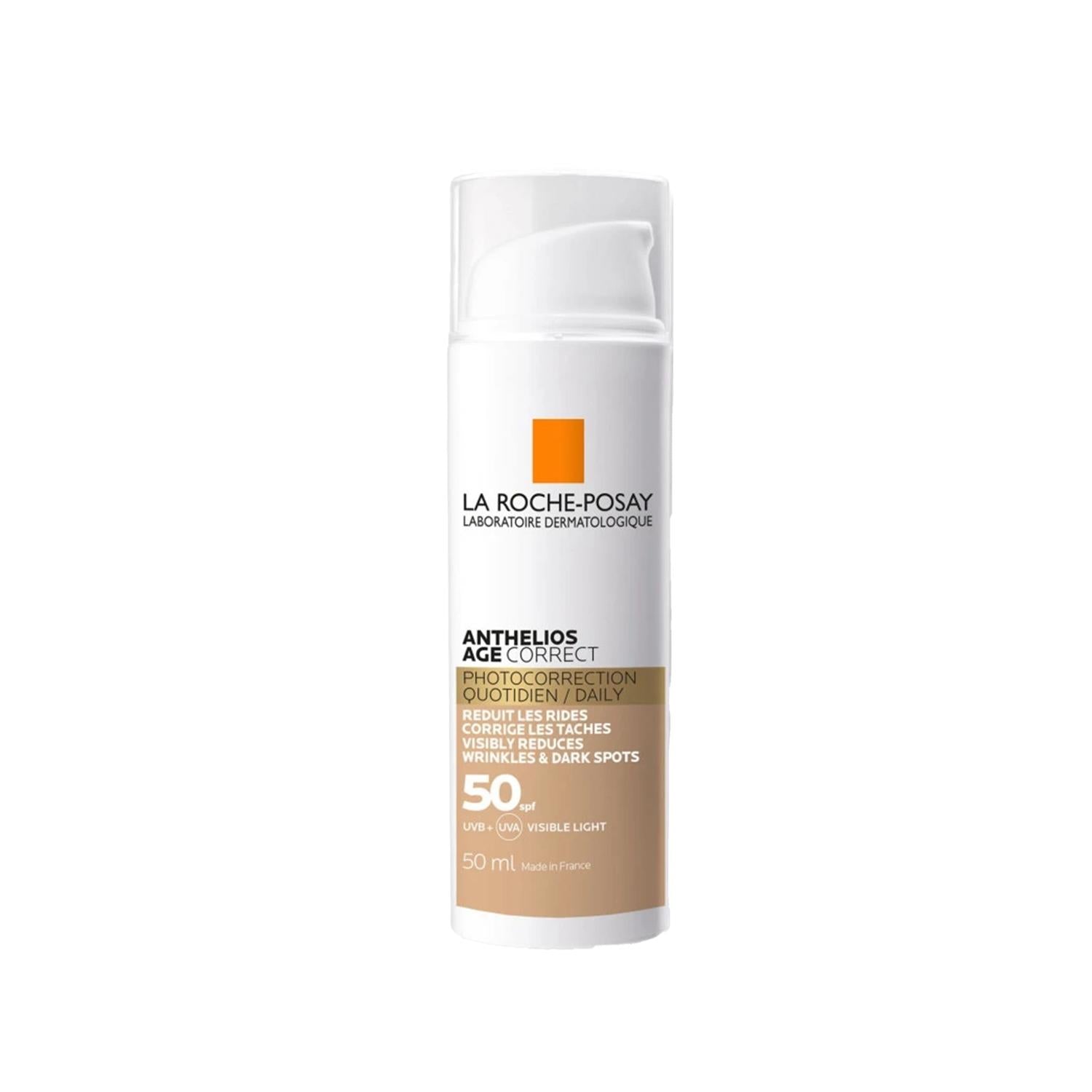 La Roche Posay Anthelios Age Correct SPF 50 Tinted Sunscreen - Anti-Aging, Anti-Wrinkle, Broad-Spectrum Protection