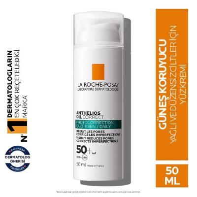 La Roche Posay Anthelios Oil Correct Cream SPF50+ Sunscreen for Oily Skin - Non-comedogenic, Broad-Spectrum UVA/UVB Protection
