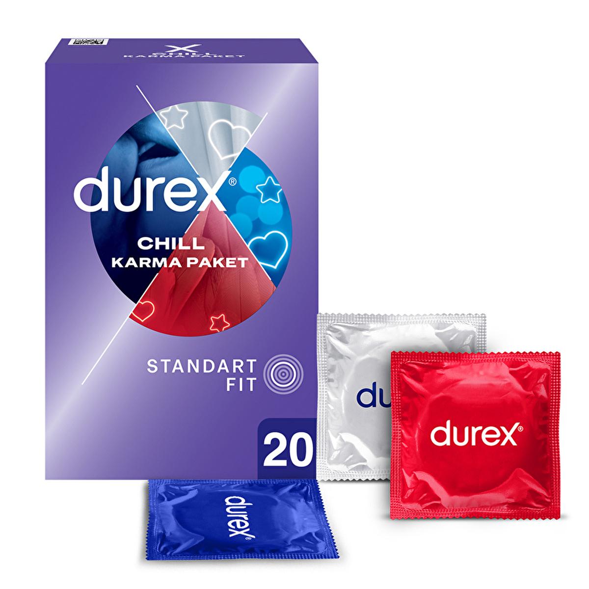 Durex Chill Condoms 20 Pack - Sensual Latex Condoms for Enhanced Intimacy & Contraception