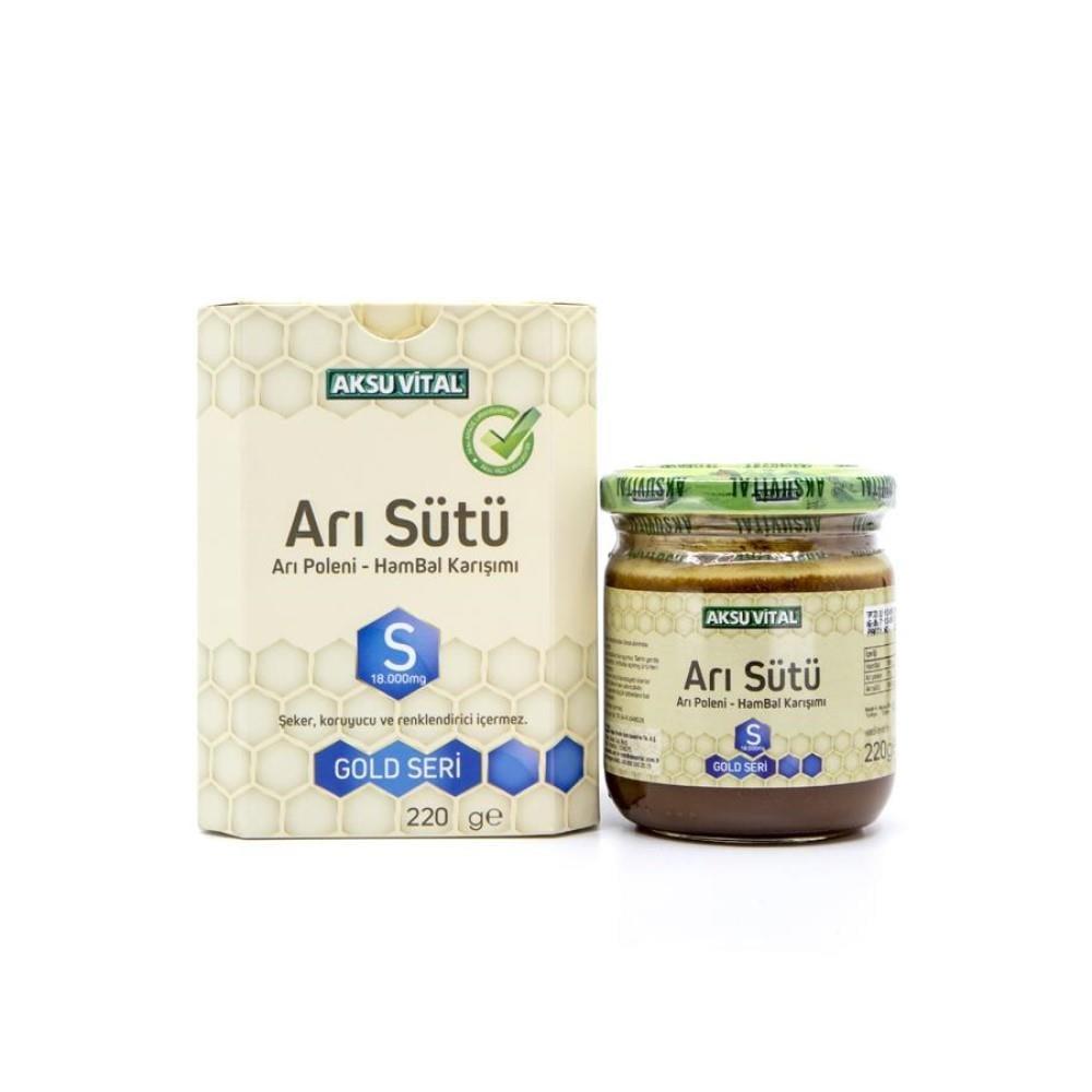 Aksu Vital Bee Product Supplement Mixture - Royal Jelly, Bee Pollen & Raw Honey Blend for Natural Wellness (220g)