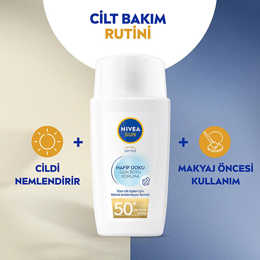 Nivea Sun SPF50 Face Cream: Lightweight, Non-Greasy Anti-Aging Sunscreen for Daily Use & Oily Skin - Broad Spectrum Sun Protection