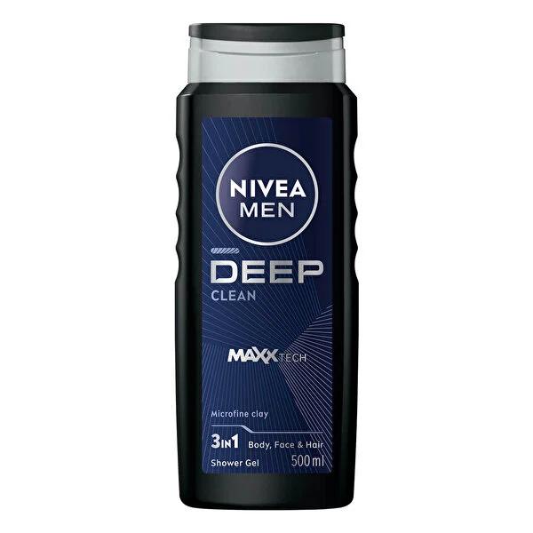 Nivea Men Deep Dimension Clean: Invigorating Shower Gel for Men - Deep Cleansing, Refreshing Scent, Long-Lasting 500ml Body Wash