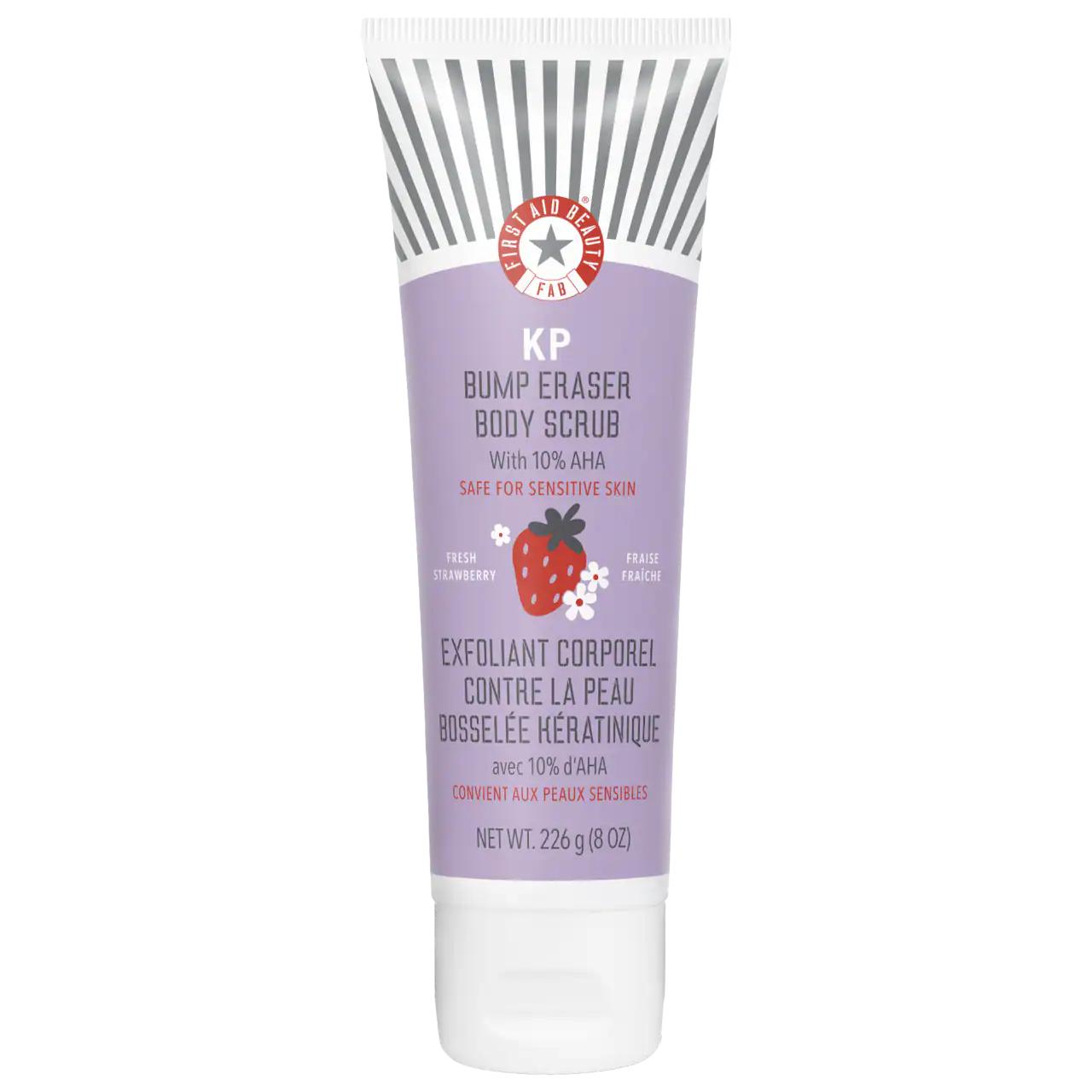 KP Bump Eraser Body Scrub with 10% AHA - Fresh Strawberry Scent, Cruelty-Free Exfoliant for KP & Dry Skin