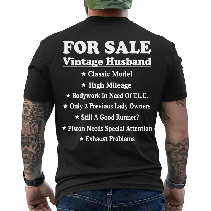 "Vintage Husband For Sale" T-Shirt – Funny Marriage Retro Graphic Tee