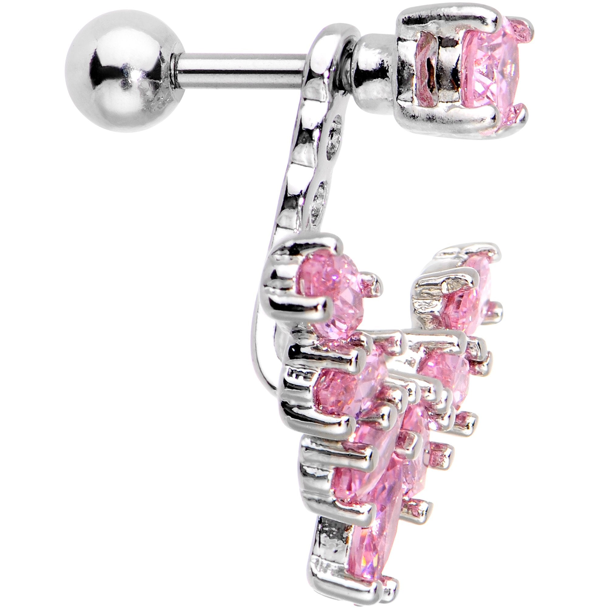 BodyCandy 1/4 Pink Gem Darling Fan Dangle Cartilage Tragus Piercing — lifestyle context