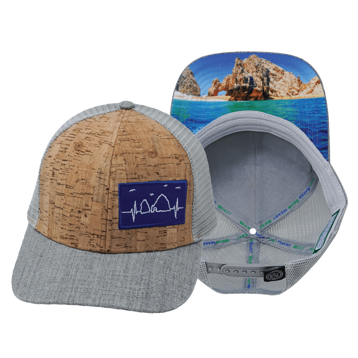 The Heartbeat Brand Cabo Baseball Hat — Cork Heather Gray / Gray — main product shot
