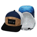 The Heartbeat Brand Cabo Flat Bill Hat — Cork Black / Navy / White — main product shot