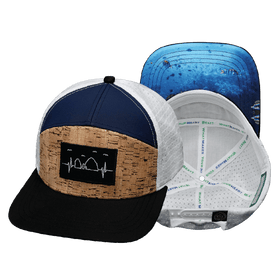 Cabo Flat Bill Hat — Cork Black / Navy / White