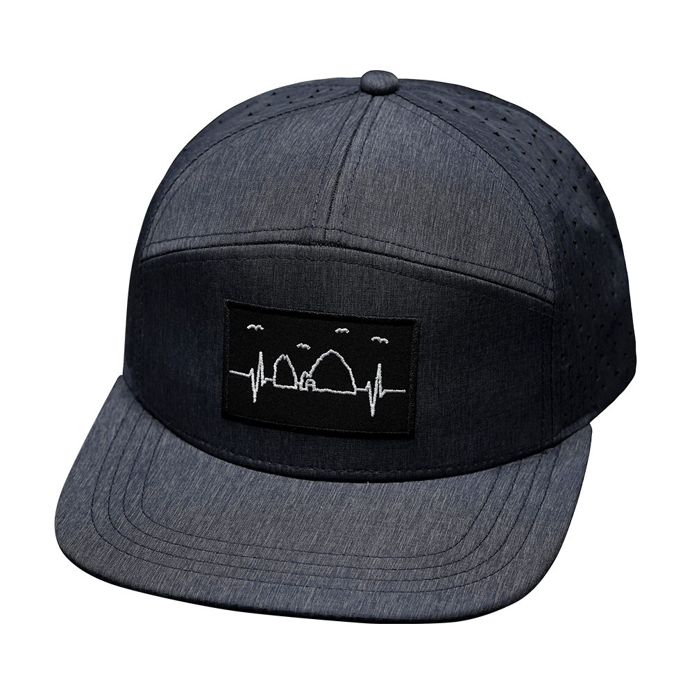 The Heartbeat Brand Cabo Hat - Flat Bill - Ocean Blue - Laser Mesh — side view
