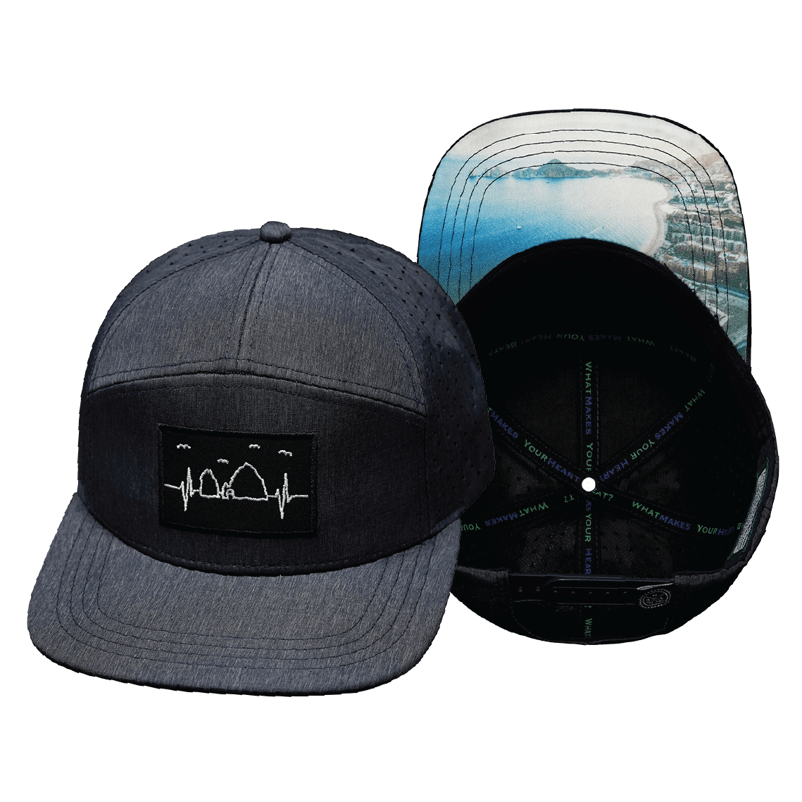 The Heartbeat Brand Cabo Hat - Flat Bill - Ocean Blue - Laser Mesh — main product shot