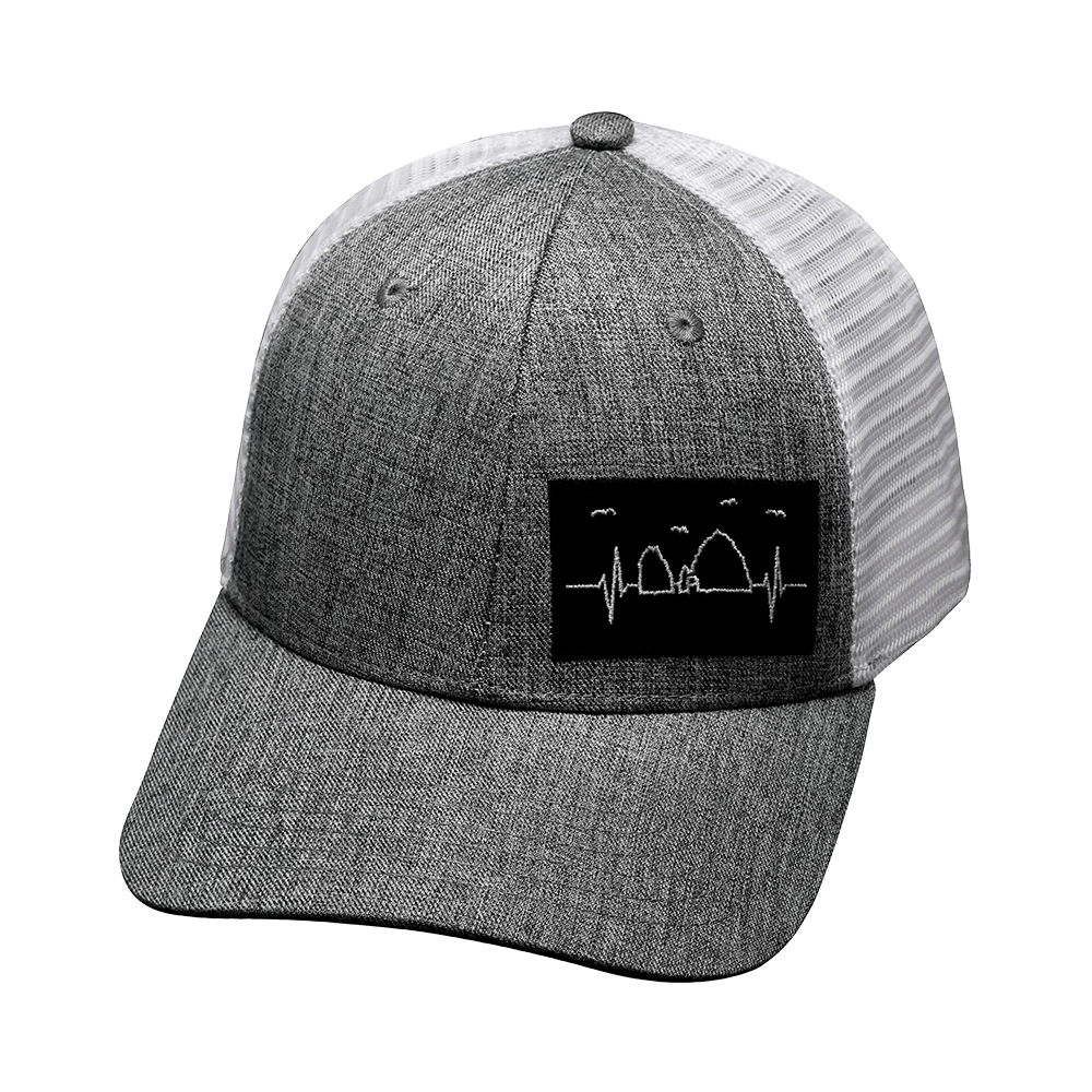 The Heartbeat Brand Cabo Hat - Low Profile - Gray / White - Trucker Mesh — back view