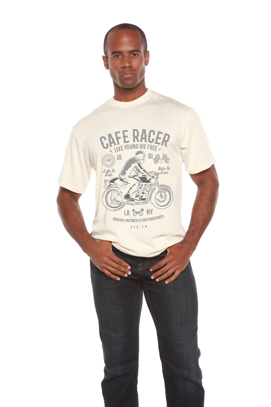 Spun Bamboo Cafe Racer Men's Bamboo Viscose/Organic Cotton Short Sleeve Graphic T-Shirt — comparison shot