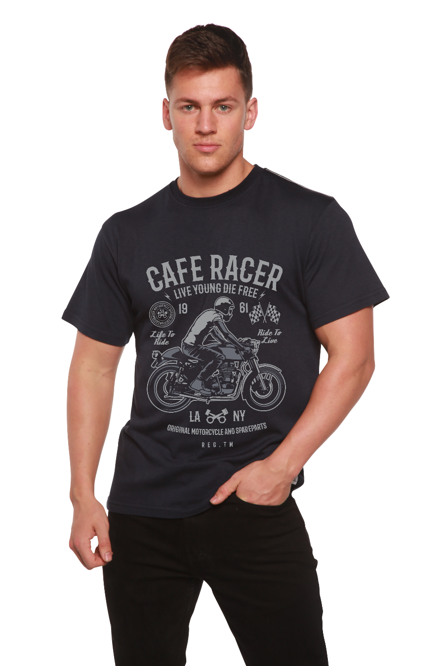 Spun Bamboo Cafe Racer Men's Bamboo Viscose/Organic Cotton Short Sleeve Graphic T-Shirt — main product shot