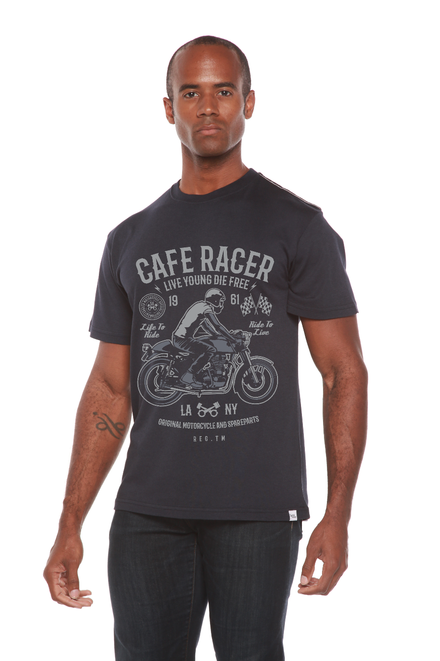 Spun Bamboo Cafe Racer Men's Bamboo Viscose/Organic Cotton Short Sleeve Graphic T-Shirt — lifestyle context