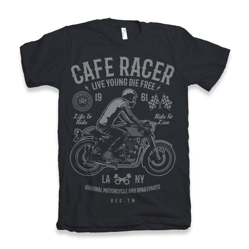 Spun Bamboo Cafe Racer Men's Bamboo Viscose/Organic Cotton Short Sleeve Graphic T-Shirt — detail close-up
