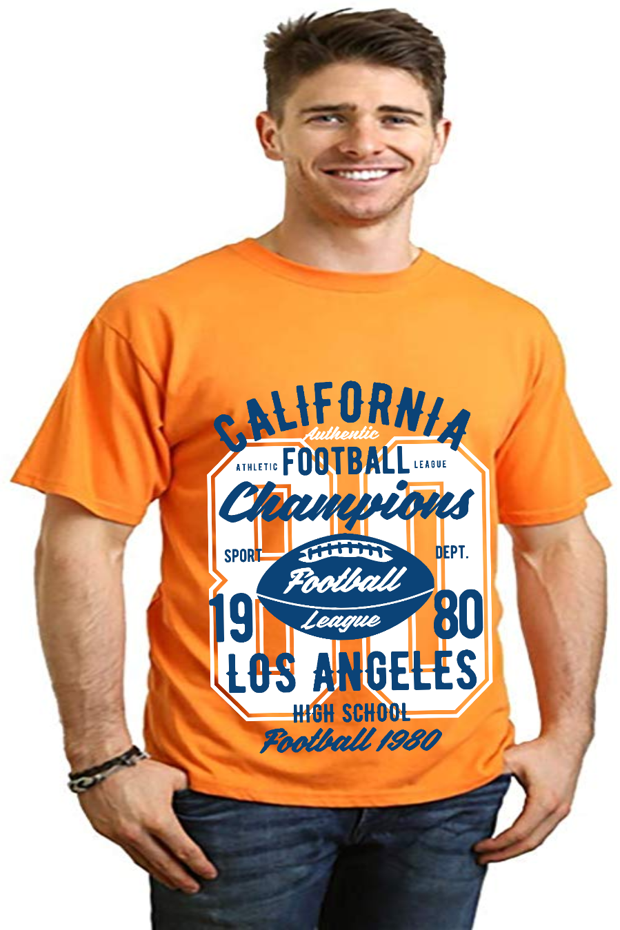 Spun Bamboo California Football Men's Bamboo Viscose/Organic Cotton Short Sleeve Graphic T-Shirt — comparison shot