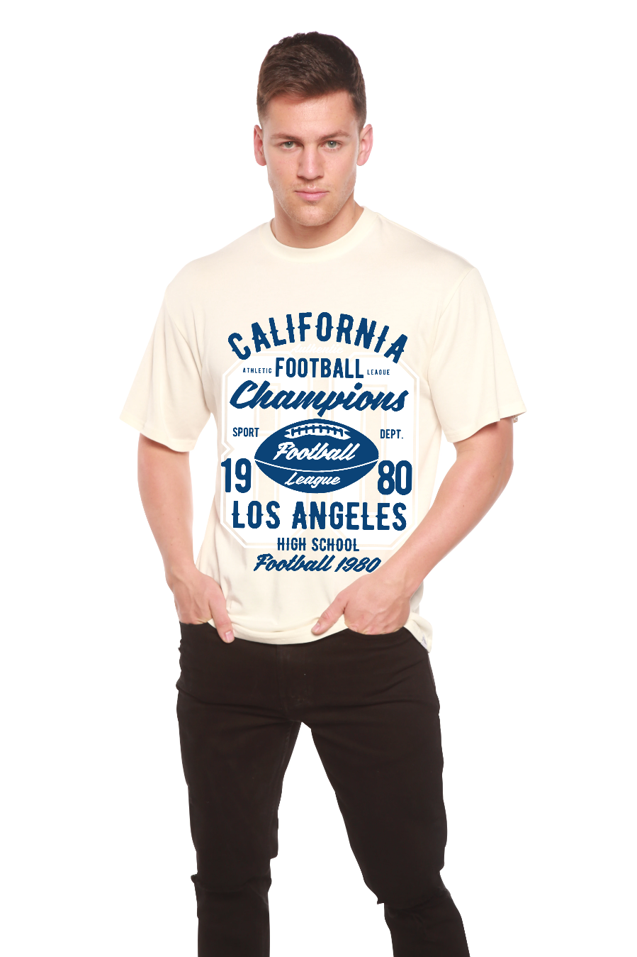 Spun Bamboo California Football Men's Bamboo Viscose/Organic Cotton Short Sleeve Graphic T-Shirt — back view