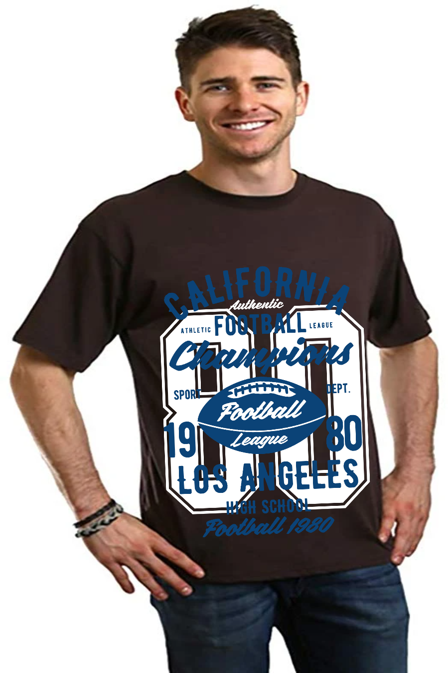 Spun Bamboo California Football Men's Bamboo Viscose/Organic Cotton Short Sleeve Graphic T-Shirt — side view
