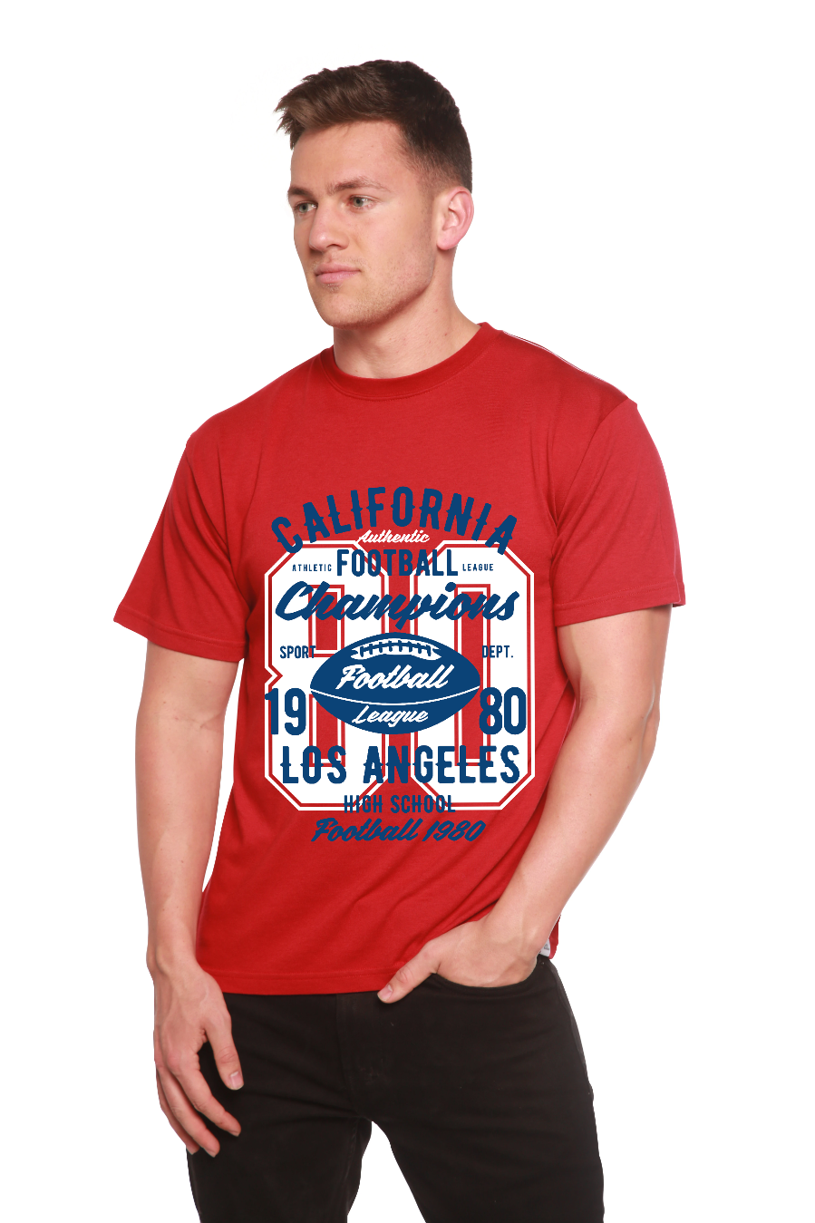 Spun Bamboo California Football Men's Bamboo Viscose/Organic Cotton Short Sleeve Graphic T-Shirt — feature highlight