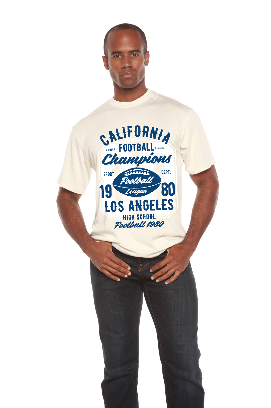 Spun Bamboo California Football Men's Bamboo Viscose/Organic Cotton Short Sleeve Graphic T-Shirt — color detail