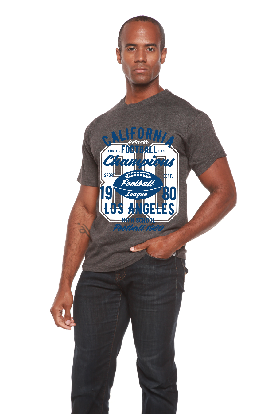 Spun Bamboo California Football Men's Bamboo Viscose/Organic Cotton Short Sleeve Graphic T-Shirt — in-use photo