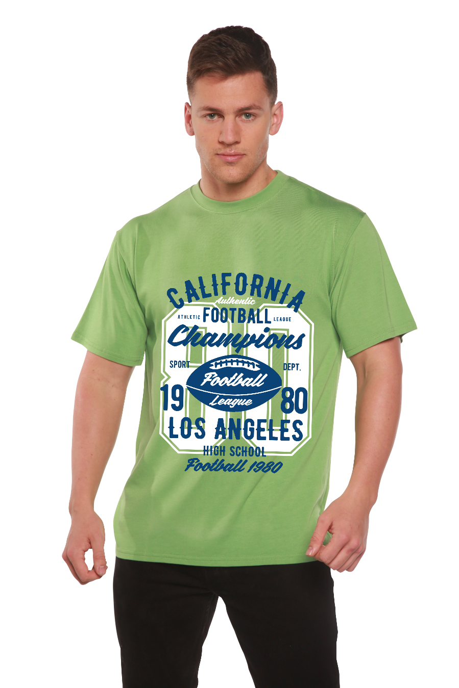 Spun Bamboo California Football Men's Bamboo Viscose/Organic Cotton Short Sleeve Graphic T-Shirt — alternative angle