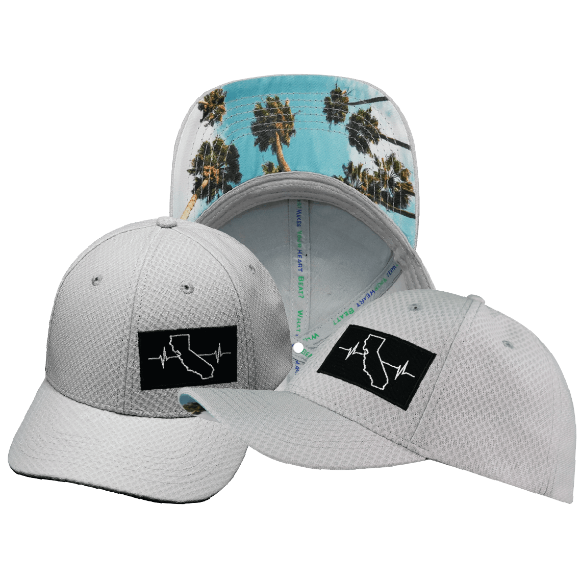 The Heartbeat Brand California Hat - Airmesh - Athletic Fit - Gray - Fabric Back — main product shot