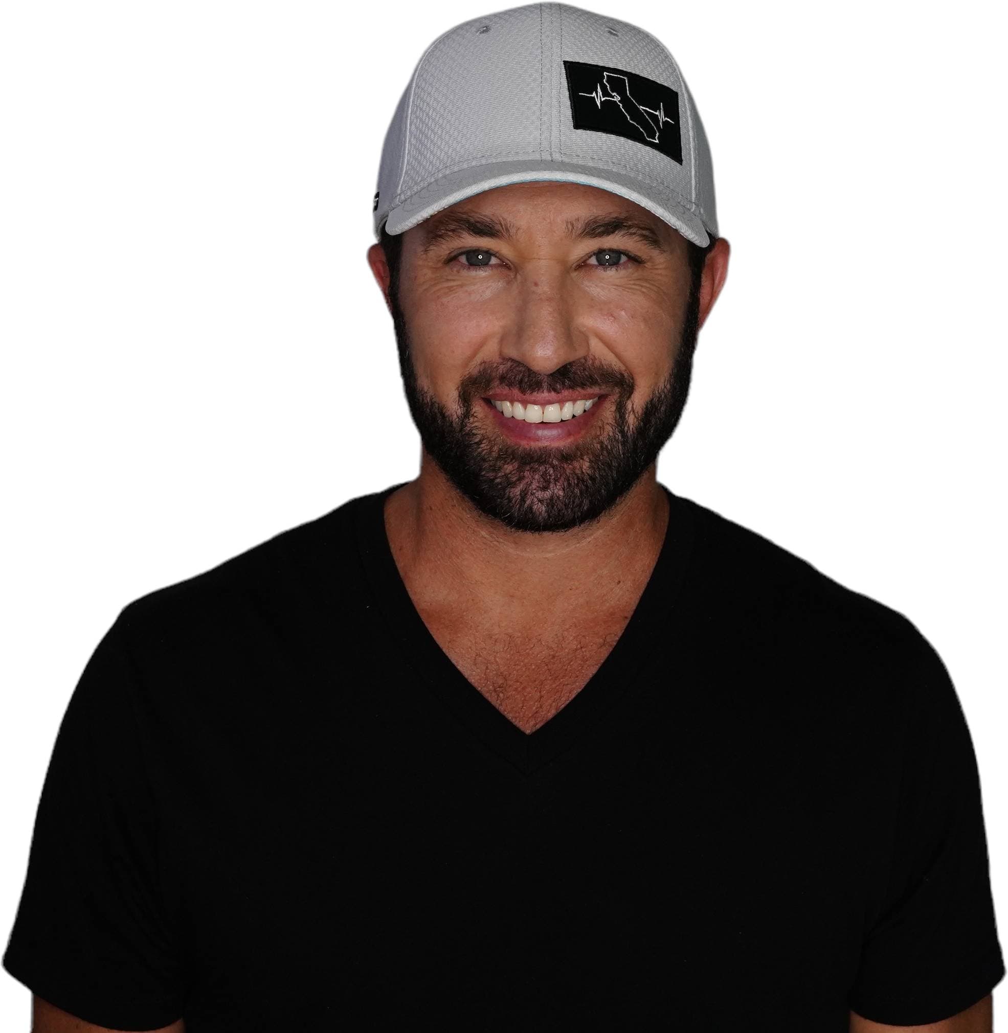 The Heartbeat Brand California Hat - Airmesh - Athletic Fit - Gray - Fabric Back — detail close-up