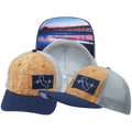 The Heartbeat Brand California Hat - Baseball Hat Fit - Cork - Navy / Gray - Trucker Mesh — main product shot