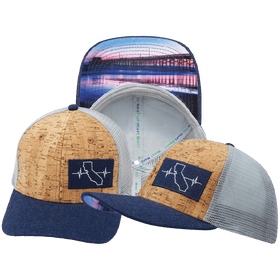California Hat - Baseball Hat Fit - Cork - Navy / Gray - Trucker Mesh