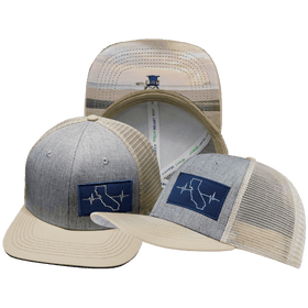 California Hat - Baseball Hat Fit - Cream / Gray - Trucker Mesh