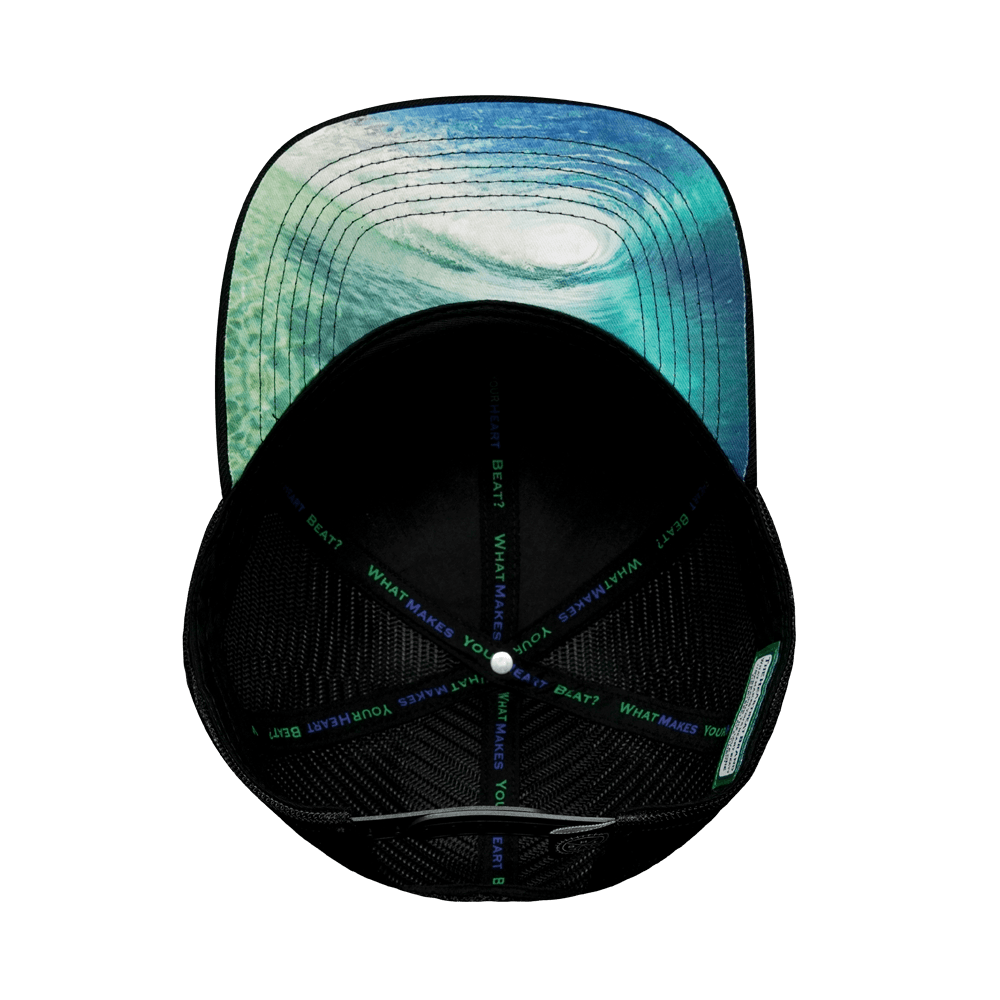 The Heartbeat Brand California Hat - Baseball Hat Fit - Cork - Black - Trucker Mesh — alternative angle