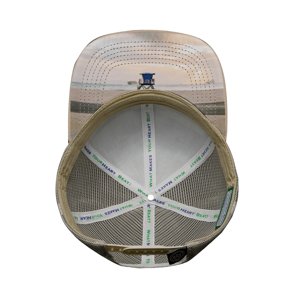 The Heartbeat Brand California Hat - Baseball Hat Fit - Cream / Gray - Trucker Mesh — alternative angle
