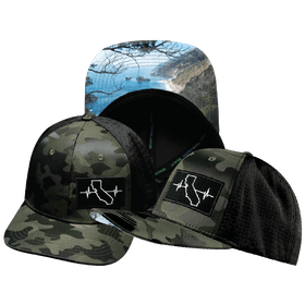 California Hat - Baseball Hat Fit - Green Camo / Black - Jersey Mesh